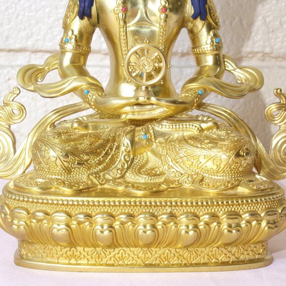 VAIROCANA BUDDHA EXQUISITE 8.5 INCH STATUE-Tibetan-4 Faces-Handmade Copper Metal - Picture 6 of 16
